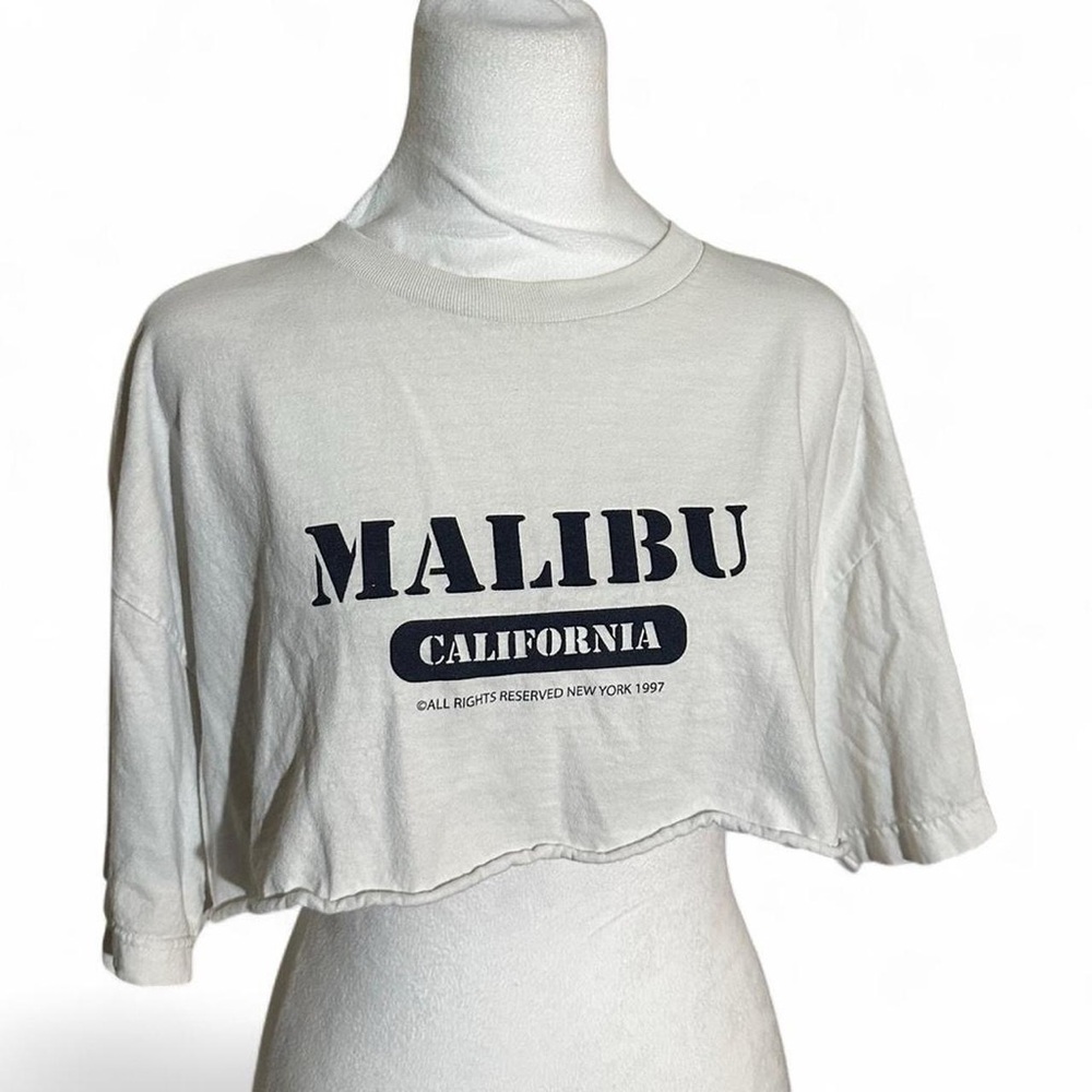 White cropped Malibu California Tee